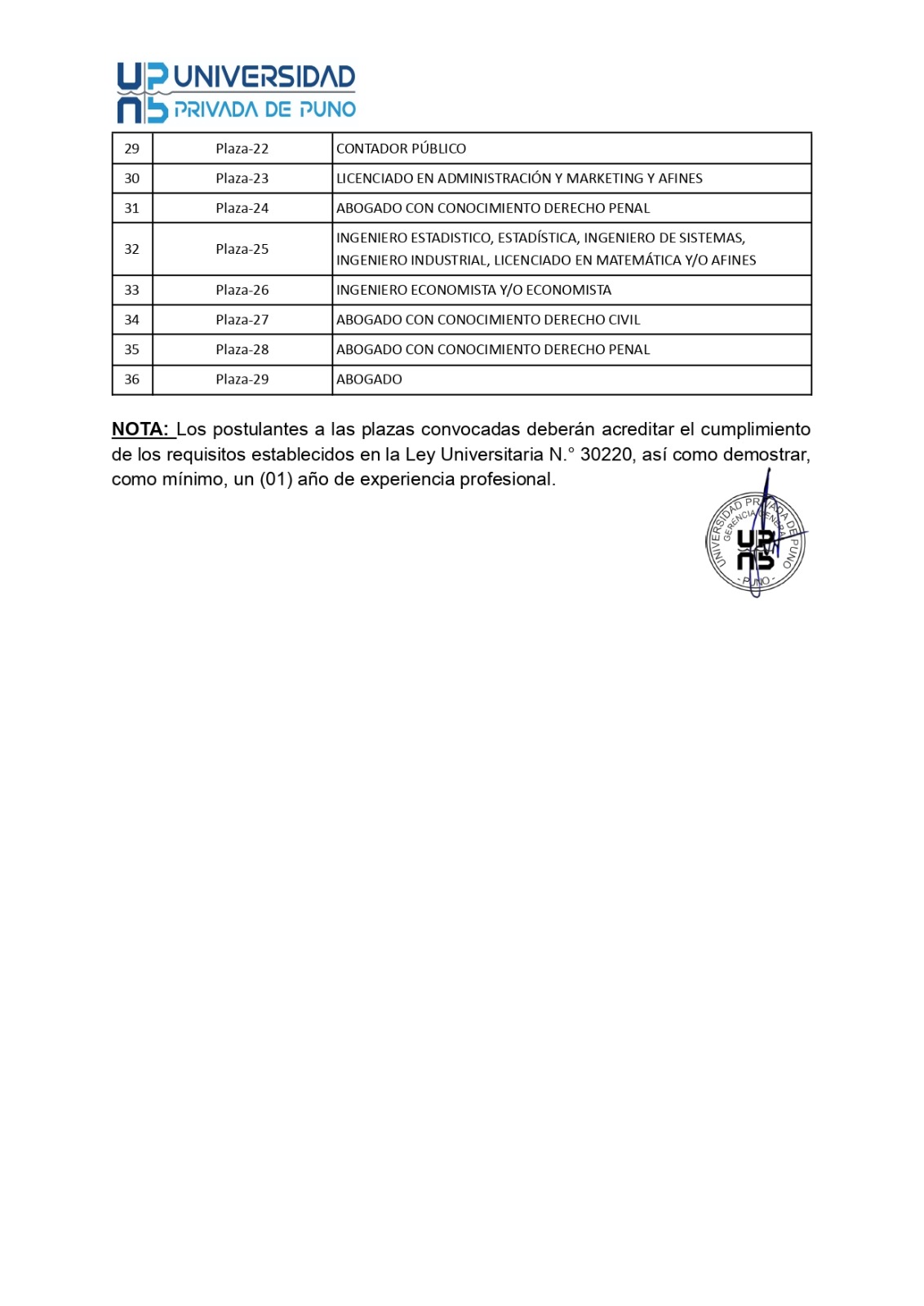 CONVOCATORIA DOCENTE 2026