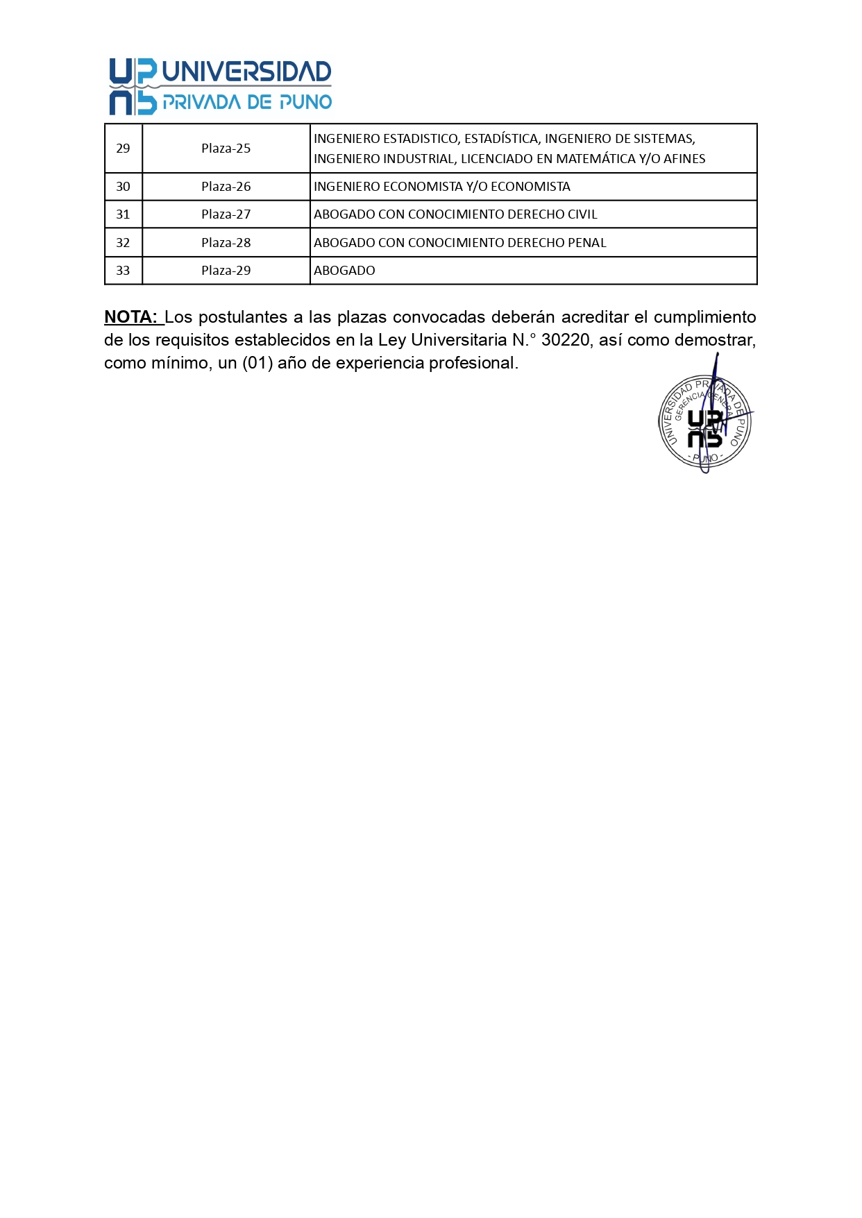 CONVOCATORIA DOCENTE 2026